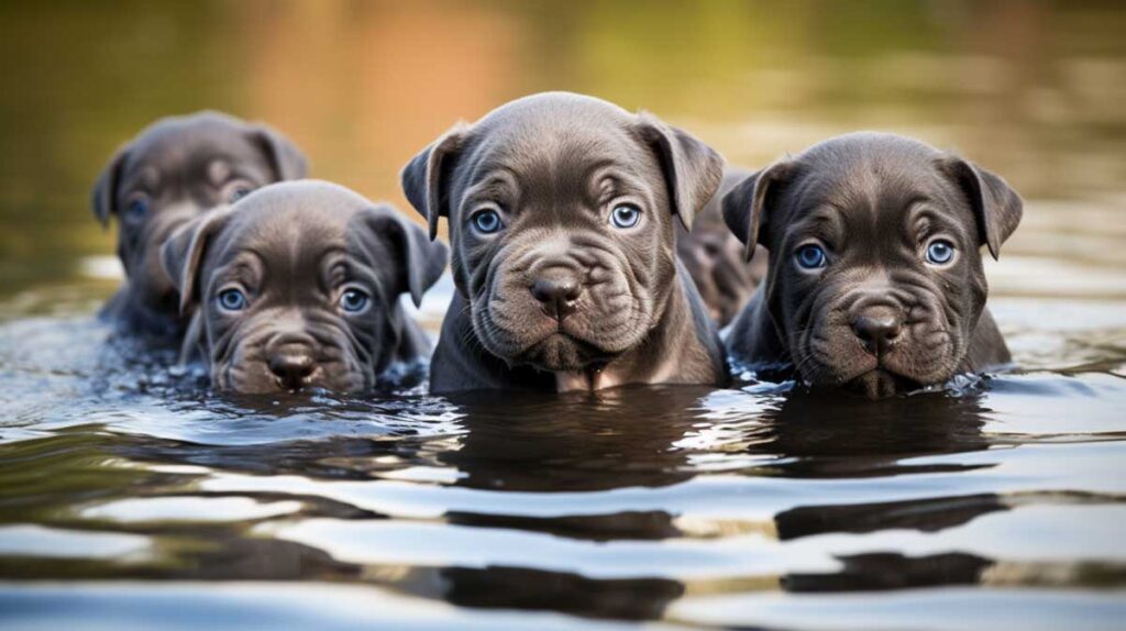 cane corso puppies in water
