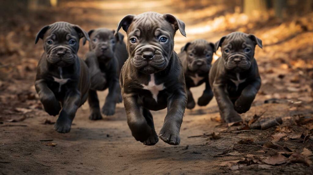 cane corso puppies running in park